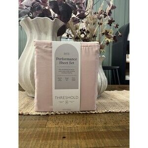 Twin/Twin XL Solid Performance 400 Thread Count Sheet Set Blush - Threshold: NEW